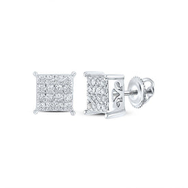 Splendid Jewellery's White Gold Diamond Square Earrings: A Modern Twist of Elegance Top view from the 10Kt White Gold Womens Round Diamond Square Earrings 1 4 Cttwpin217519 collection by Splendid Jewellery