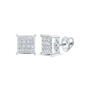 Earrings | 10kt White Gold Womens Round Diamond Square Earrings 1/4 Cttw | Splendid Jewellery GND