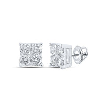 Load image into Gallery viewer, 10kt White Gold Square Diamond Earrings - Dazzling Modernity Top view from the 10Kt White Gold Womens Round Diamond Square Earrings 1 4 Cttwpin213503 collection by Splendid Jewellery