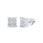10kt White Gold Square Diamond Earrings - Dazzling Modernity Top view from the 10Kt White Gold Womens Round Diamond Square Earrings 1 4 Cttwpin213503 collection by Splendid Jewellery