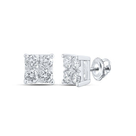 10kt White Gold Square Diamond Earrings - Dazzling Modernity Top view from the 10Kt White Gold Womens Round Diamond Square Earrings 1 4 Cttwpin213503 collection by Splendid Jewellery
