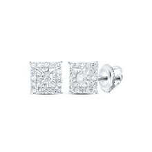Load image into Gallery viewer, Sparkling Square Diamond Earrings in 10kt White Gold Top view from the 10Kt White Gold Womens Round Diamond Square Earrings 1 4 Cttwpin213508 collection by Splendid Jewellery