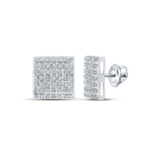 Load image into Gallery viewer, Splendid Jewellery 10kt White Gold Square Diamond Earrings - A Radiant Masterpiece Top view from the 10Kt White Gold Womens Round Diamond Square Earrings 1 4 Cttwpin217767 collection by Splendid Jewellery
