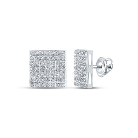 Splendid Jewellery 10kt White Gold Square Diamond Earrings - A Radiant Masterpiece Top view from the 10Kt White Gold Womens Round Diamond Square Earrings 1 4 Cttwpin217767 collection by Splendid Jewellery