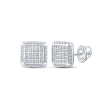 Load image into Gallery viewer, 10kt White Gold Square Diamond Earrings - A Sparkling Statement of Elegance Top view from the 10Kt White Gold Womens Round Diamond Square Earrings 1 4 Cttwpin217268 collection by Splendid Jewellery