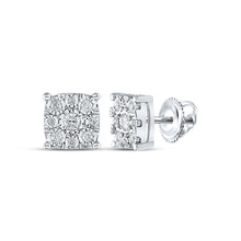 Load image into Gallery viewer, Dazzling Diamond Square Earrings in 10kt White Gold Top view from the 10Kt White Gold Womens Round Diamond Square Earrings 1 4 Cttwpin249993 collection by Splendid Jewellery
