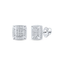 Load image into Gallery viewer, 10kt White Gold Square Diamond Stud Earrings - Timeless Elegance by Splendid Jewellery Top view from the 10Kt White Gold Womens Round Diamond Square Earrings 1 4 Cttwpin217266 collection by Splendid Jewellery