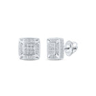10kt White Gold Square Diamond Stud Earrings - Timeless Elegance by Splendid Jewellery Top view from the 10Kt White Gold Womens Round Diamond Square Earrings 1 4 Cttwpin217266 collection by Splendid Jewellery