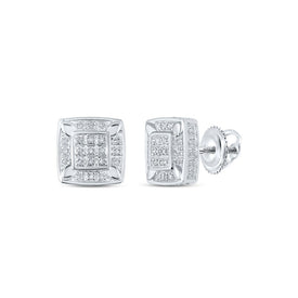 10kt White Gold Square Diamond Stud Earrings - Timeless Elegance by Splendid Jewellery Top view from the 10Kt White Gold Womens Round Diamond Square Earrings 1 4 Cttwpin217266 collection by Splendid Jewellery