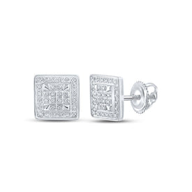 Splendid Jewellery 10kt White Gold Women's Diamond Square Earrings Top view from the 10Kt White Gold Womens Round Diamond Square Earrings 1 5 Cttwpin217791 collection by Splendid Jewellery