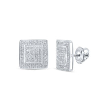 Load image into Gallery viewer, Splendid Jewellery 10kt White Gold Square Diamond Earrings - A Touch of Modern Elegance and Sparkle Top view from the 10Kt White Gold Womens Round Diamond Square Earrings 1 5 Cttwpin217265 collection by Splendid Jewellery
