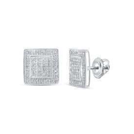 Splendid Jewellery 10kt White Gold Square Diamond Earrings - A Touch of Modern Elegance and Sparkle Top view from the 10Kt White Gold Womens Round Diamond Square Earrings 1 5 Cttwpin217265 collection by Splendid Jewellery