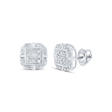 Load image into Gallery viewer, Radiant Square Diamond Elegance Earrings Top view from the 10Kt White Gold Womens Round Diamond Square Earrings 1 6 Cttwpin217743 collection by Splendid Jewellery