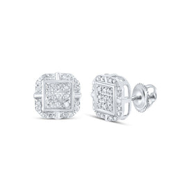 Radiant Square Diamond Elegance Earrings Top view from the 10Kt White Gold Womens Round Diamond Square Earrings 1 6 Cttwpin217743 collection by Splendid Jewellery