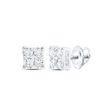 Load image into Gallery viewer, Splendid Jewellery 10kt White Gold Womens Round Diamond Square Earrings 1/6 Cttw - Dazzling Brilliance Collection Top view from the 10Kt White Gold Womens Round Diamond Square Earrings 1 6 Cttwpin216844 collection by Splendid Jewellery