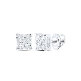 Splendid Jewellery 10kt White Gold Womens Round Diamond Square Earrings 1/6 Cttw - Dazzling Brilliance Collection Top view from the 10Kt White Gold Womens Round Diamond Square Earrings 1 6 Cttwpin216844 collection by Splendid Jewellery