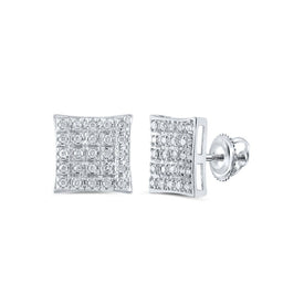 Sparkling Square Diamond Earrings in 10kt White Gold Top view from the 10Kt White Gold Womens Round Diamond Square Earrings 1 6 Cttwpin217768 collection by Splendid Jewellery