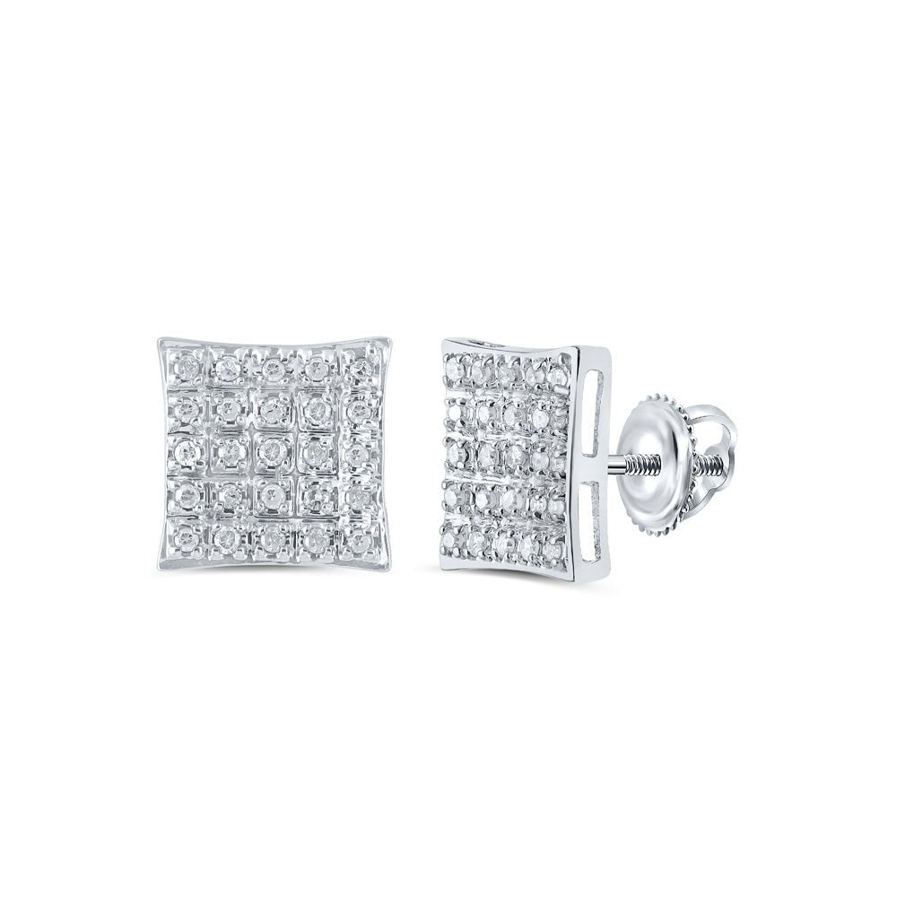 Earrings | 10kt White Gold Womens Round Diamond Square Earrings 1/6 Cttw | Splendid Jewellery GND