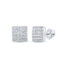 Load image into Gallery viewer, Radiant Brilliance: 10kt White Gold Square Diamond Earrings Top view from the 10Kt White Gold Womens Round Diamond Square Earrings 1 6 Cttwpin217796 collection by Splendid Jewellery