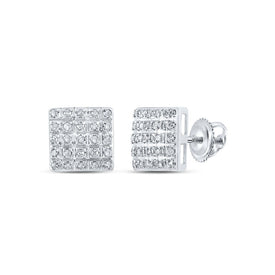 Radiant Brilliance: 10kt White Gold Square Diamond Earrings Top view from the 10Kt White Gold Womens Round Diamond Square Earrings 1 6 Cttwpin217796 collection by Splendid Jewellery
