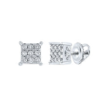 Load image into Gallery viewer, Sparkling Square Diamond Earrings in 10kt White Gold Top view from the 10Kt White Gold Womens Round Diamond Square Earrings 1 6 Cttwpin217518 collection by Splendid Jewellery
