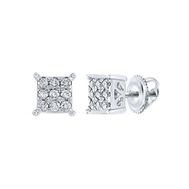 Sparkling Square Diamond Earrings in 10kt White Gold Top view from the 10Kt White Gold Womens Round Diamond Square Earrings 1 6 Cttwpin217518 collection by Splendid Jewellery