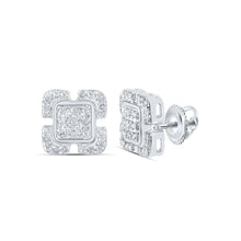 Load image into Gallery viewer, Splendid Jewellery 10kt White Gold Diamond Square Earrings - Timeless Brilliance Top view from the 10Kt White Gold Womens Round Diamond Square Earrings 1 6 Cttwpin217771 collection by Splendid Jewellery