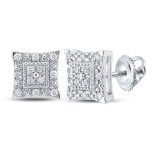Load image into Gallery viewer, Splendid Jewellery 10kt White Gold Womens Round Diamond Square Earrings 1/8 Cttw: A Captivating Masterpiece Top view from the 10Kt White Gold Womens Round Diamond Square Earrings 1 8 Cttwpin289418 collection by Splendid Jewellery