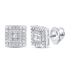 Load image into Gallery viewer, Dazzling Diamond Square Earrings in 10kt White Gold Top view from the 10Kt White Gold Womens Round Diamond Square Earrings 1 8 Cttwpin289413 collection by Splendid Jewellery