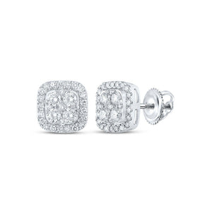 Earrings | 10kt White Gold Womens Round Diamond Square Earrings 2 Cttw | Splendid Jewellery GND