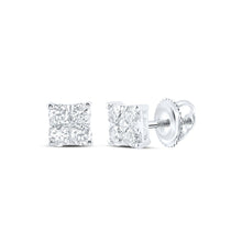 Load image into Gallery viewer, Dazzling Square Diamond Earrings in 10kt White Gold Top view from the 10Kt White Gold Womens Round Diamond Square Earrings 3 4 Cttwpin216880 collection by Splendid Jewellery