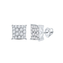 Load image into Gallery viewer, 10kt White Gold Square Diamond Earrings - Timeless Elegance Top view from the 10Kt White Gold Womens Round Diamond Square Earrings 3 4 Cttwpin217480 collection by Splendid Jewellery