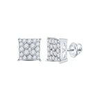 10kt White Gold Square Diamond Earrings - Timeless Elegance Top view from the 10Kt White Gold Womens Round Diamond Square Earrings 3 4 Cttwpin217480 collection by Splendid Jewellery