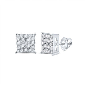 10kt White Gold Square Diamond Earrings - Timeless Elegance Top view from the 10Kt White Gold Womens Round Diamond Square Earrings 3 4 Cttwpin217480 collection by Splendid Jewellery