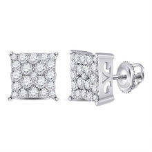 Load image into Gallery viewer, 10kt White Gold Square Diamond Earrings - Timeless Elegance and Modern Charm Top view from the 10Kt White Gold Womens Round Diamond Square Earrings 3 4 Cttwpin225504 collection by Splendid Jewellery