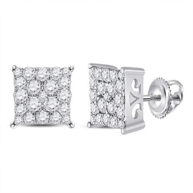 10kt White Gold Square Diamond Earrings - Timeless Elegance and Modern Charm Top view from the 10Kt White Gold Womens Round Diamond Square Earrings 3 4 Cttwpin225504 collection by Splendid Jewellery