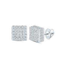 Load image into Gallery viewer, Sparkling Square Diamond Earrings in 10kt White Gold Top view from the 10Kt White Gold Womens Round Diamond Square Earrings 3 8 Cttwpin217734 collection by Splendid Jewellery
