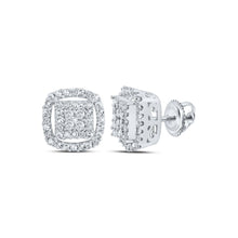 Load image into Gallery viewer, Radiant Square Diamond Earrings in 10kt White Gold - Captivating Brilliance Top view from the 10Kt White Gold Womens Round Diamond Square Earrings 3 8 Cttwpin213582 collection by Splendid Jewellery