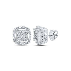 Radiant Square Diamond Earrings in 10kt White Gold - Captivating Brilliance Top view from the 10Kt White Gold Womens Round Diamond Square Earrings 3 8 Cttwpin213582 collection by Splendid Jewellery