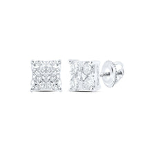 Load image into Gallery viewer, Dazzling Square Diamond Earrings in 10kt White Gold Top view from the 10Kt White Gold Womens Round Diamond Square Earrings 3 8 Cttwpin216841 collection by Splendid Jewellery