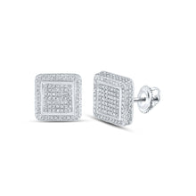 Load image into Gallery viewer, Dazzling Square Sparkle Earrings Top view from the 10Kt White Gold Womens Round Diamond Square Earrings 7 8 Cttwpin217775 collection by Splendid Jewellery