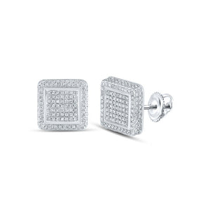Earrings | 10kt White Gold Womens Round Diamond Square Earrings 7/8 Cttw | Splendid Jewellery GND