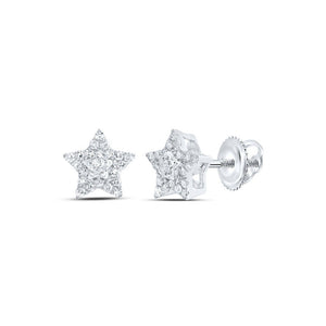 Earrings | 10kt White Gold Womens Round Diamond Star Earrings 1/5 Cttw | Splendid Jewellery GND
