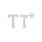 10kt White Gold Womens Round Diamond T Initial Letter Earrings 1/10 Cttw | Timeless Elegance Collection Top view from the 10Kt White Gold Womens Round Diamond T Initial Letter Earrings 1 12 Cttwpin215074 collection by Splendid Jewellery