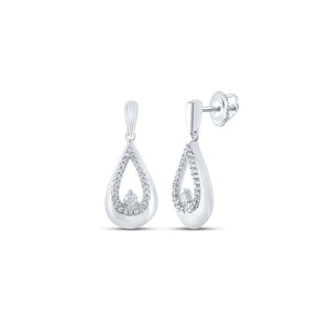 Earrings | 10kt White Gold Womens Round Diamond Tear Dangle Earrings 1/6 Cttw | Splendid Jewellery GND