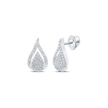 Load image into Gallery viewer, 10kt White Gold Diamond Teardrop Earrings - Elegant Sparkle and Sophistication Top view from the 10Kt White Gold Womens Round Diamond Teardrop Earrings 1 3 Cttwpin214850 collection by Splendid Jewellery