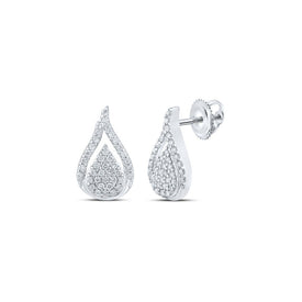 10kt White Gold Diamond Teardrop Earrings - Elegant Sparkle and Sophistication Top view from the 10Kt White Gold Womens Round Diamond Teardrop Earrings 1 3 Cttwpin214850 collection by Splendid Jewellery