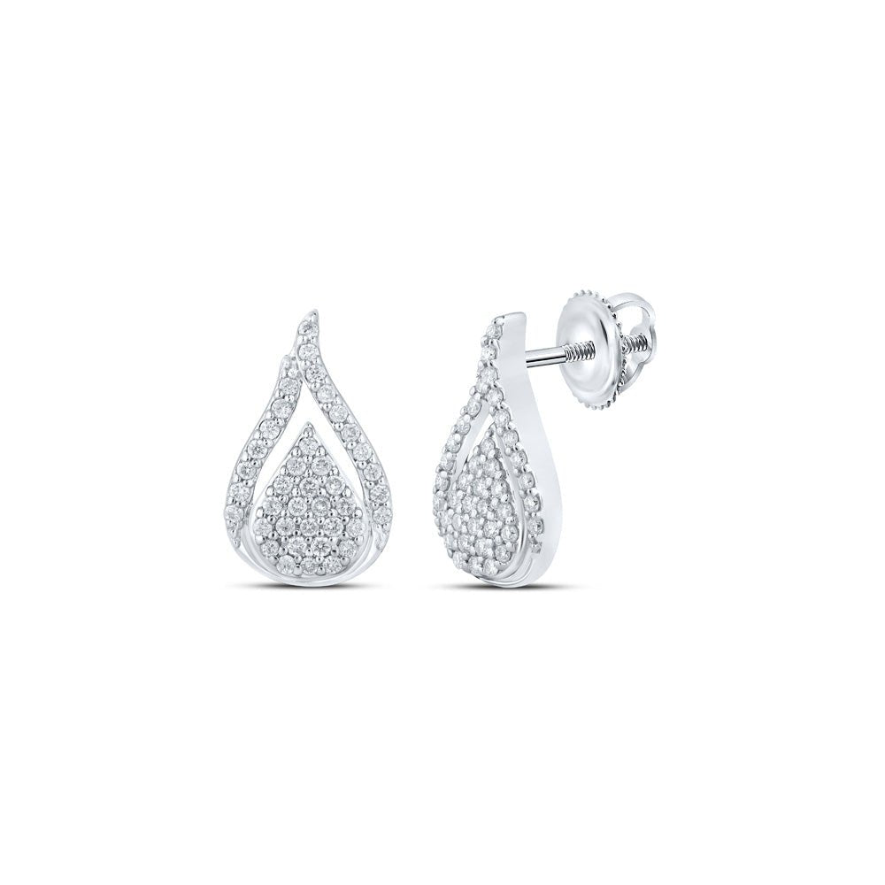 Earrings | 10kt White Gold Womens Round Diamond Teardrop Earrings 1/3 Cttw | Splendid Jewellery GND