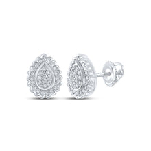 Load image into Gallery viewer, Splendid Jewellery 10kt White Gold Diamond Teardrop Earrings Top view from the 10Kt White Gold Womens Round Diamond Teardrop Earrings 1 5 Cttwpin217800 collection by Splendid Jewellery