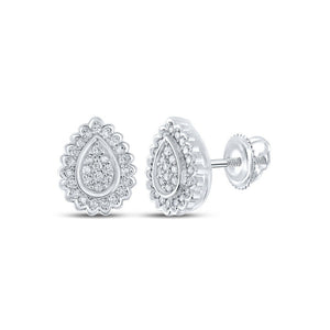 Earrings | 10kt White Gold Womens Round Diamond Teardrop Earrings 1/4 Cttw | Splendid Jewellery GND